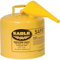 Safety Can for Diesel with Funnel, Type I, Galvanized Steel, 5 US gal., Yellow, FM Approved/UL/ULC Listed Cintas