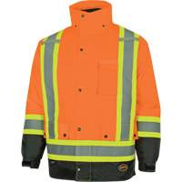 Parka de s&eacute;curit&eacute; d'hiver imperm&eacute;able 7-en-1 5056 Pioneer Yukon, Polyester, Noir/Orange haute visibilit&eacute;, T-petit Cintas