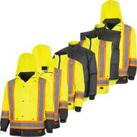 Parka de s&eacute;curit&eacute; d'hiver imperm&eacute;able 7-en-1 5057 Pioneer Yukon, Polyester, Noir/Jaune lime haute visibilit&eacute;, T-petit Cintas