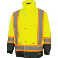 Parka de s&eacute;curit&eacute; d'hiver imperm&eacute;able 7-en-1 5057 Pioneer Yukon, Polyester, Noir/Jaune lime haute visibilit&eacute;, T-petit Cintas
