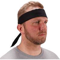 Chill-Its 6702 Cooling Headband with Embedded Polymers & Tie Closure, Black Cintas