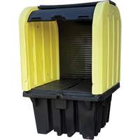 Yellow Roll Top Hardcover Spill Pallet, 65" L x 65" W x 101" H, 5000 lbs. Load Capacity Cintas