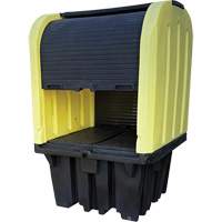 Yellow Roll Top Hardcover Spill Pallet, 65" L x 65" W x 101" H, 5000 lbs. Load Capacity Cintas