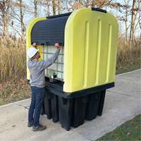 Yellow Roll Top Hardcover Spill Pallet, 65" L x 65" W x 101" H, 5000 lbs. Load Capacity Cintas