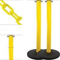 Ensemble de montants industriels avec chaîne en plastique, Hauteur de 37", Jaune Cintas