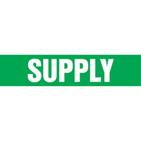 Marqueurs de tuyau "Supply", Autocollant, 4" h x 24" la, Blanc/vert Cintas