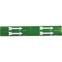 Marqueurs de tuyau avec fl&egrave;ches, Autocollant, 1-1/8" h x 7" la, Blanc/vert Cintas