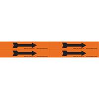 Marqueurs de tuyau avec fl&egrave;ches, Autocollant, 1-1/8" h x 7" la, Noir/orange Cintas