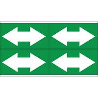 Marqueurs de tuyau avec fl&egrave;ches bidirectionnelles, Autocollant, 1-1/8" h x 7" la, Blanc/vert Cintas