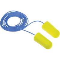 Bouchons d'oreilles n&eacute;on jaune E-A-Rsoft, Vrac - Sac en poly, Avec cordon Cintas