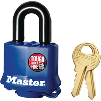 Cadenas r&eacute;sistant aux intemp&eacute;ries, Cl&eacute;s diff&eacute;rentes, Acier lamin&eacute;, Largeur de 1-9/16" Cintas