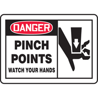 Enseigne  Pinch Points , 7" x 10", Plastique, Anglais avec pictogramme Cintas