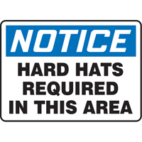 Enseigne  Hard Hats Required , 7" x 10", Vinyle, Anglais Cintas