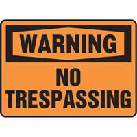 Enseigne  No Trespassing , 7" x 10", Vinyle, Anglais Cintas