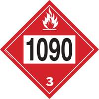 Plaque-&eacute;tiquette TMD 1090 pour liquide inflammable ac&eacute;tone, Plastique Cintas