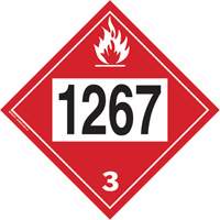 Plaque-&eacute;tiquette TMD 1267 pour liquide inflammable p&eacute;trole brut, Vinyle adh&eacute;sif Cintas