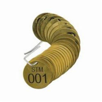 &eacute;tiquettes num&eacute;rot&eacute;es pour vannes STM, # 001-025, Laiton, 1,5" dia. Cintas
