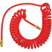Tuyaux &agrave; air autor&eacute;tractables en polyur&eacute;thane Flexcoil a/raccords, Air, 3/8" DI x 15' lo, Polyur&eacute;thane, 140 psi &agrave; 23 °C Cintas