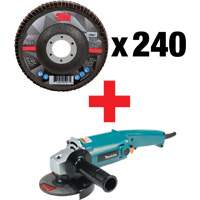 769F Flap Disc & Angle Grinder Kit, 4-1/2" x 7/8", Type 29, 60+ Grit, Ceramic Cintas