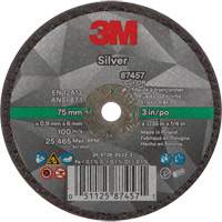 Silver Cut-Off Wheel, 3" x 0.04", 1/4"-28 Arbor, Type 1, Ceramic, 25645 RPM Cintas