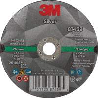 Silver Cut-Off Wheel, 3" x 0.06", 3/8"-24 Arbor, Type 1, Ceramic, 25645 RPM Cintas