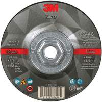 Quick Change Silver Depressed Centre Grinding Wheel 87446, 5" x 1/4", 5/8"-11 Arbor, Type 27, Ceramic Cintas
