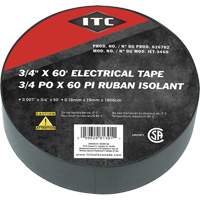 IET-3460 Ruban isolant, Ruban &eacute;lectrique, Rubans isolant, 19 mm (3/4") x 18,28 m (60'), Noir Cintas