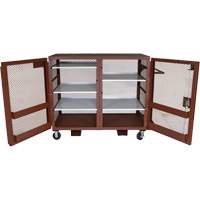 Mobile Mesh Cabinet, Steel, 49 Cubic Feet, Red Cintas