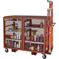 Mobile Mesh Cabinet, Steel, 49 Cubic Feet, Red Cintas