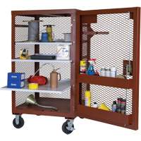 Mobile Mesh Cabinet, Steel, 22 Cubic Feet, Red Cintas