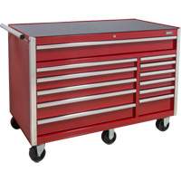 Chariot &agrave; outils industriel, 12 tiroirs, 56" la x 24-1/2" p x 38-1/8" h, Rouge Cintas