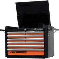 Top Chest, 28" W, 9 Drawers, Black/Orange Cintas