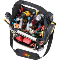 Molded Base Electrical/HVAC Tool Carrier, Ballistic Polyester, 20 Pockets, Black/Blue Cintas