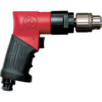 Non-Reversible Drills, 21 CFM, 1/4" NPTF, 89 dBA, 3/8" Chuck, Keyed Cintas