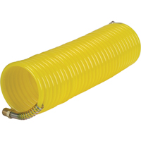 Tuyaux pneumatiques en nylon spiral&eacute; a/raccords, Air, 1/4" DI x 25' lo, Nylon, 200 psi &agrave; 23°C Cintas