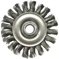Wire Wheel Brushes, 4" Dia., 0.02" Fill, 5/8"-11 Arbor, Steel Cintas