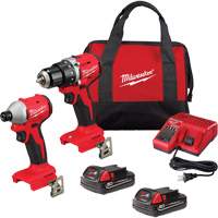 M18 Compact Brushless ½” Drill Driver & ¼” Hex Impact Driver Combo Kit, Lithium-Ion, 18 V Cintas