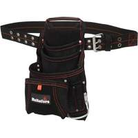 Carpenter's Suede Nail & Tool Bag, Leather, 11 Pockets, Black Cintas
