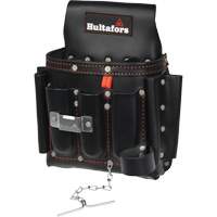 Electrician's Tool Pouch, Leather, 8 Pockets, Black Cintas