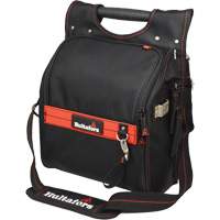 Zippered Professional Electrician's Tool Pouch, Ballistic Polyester, 19 Pockets, Black/Red Cintas