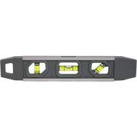 Torpedo Level, 9" L, Aluminum, 3 Vials, Magnetic Cintas