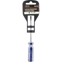 Tournevis &agrave; fente bleu transparent avec bandes , Tige de 1/8", Ronde, Prise en Plastique Cintas