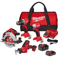 4-Tool Combo Kit, Lithium-Ion, 18 V Cintas