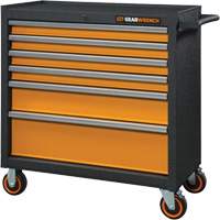 GSX Series Rolling Tool Cabinet, 6 Drawers, 36" W x 18-1/5" D x 37-2/5" H, Black/Orange Cintas