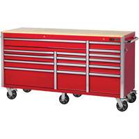 PRC7215 Pro Series Roller Cabinet, 15 Drawers, 72" W x 24" D x Red Cintas