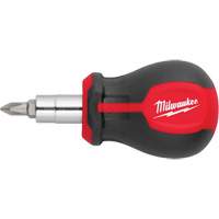 6-in-1 Stubby Multi-Bit Screwdriver, 3" L, Cushion Grip Handle Cintas