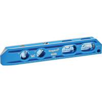 Niveau torpille moul&eacute; sous pression TRUE BLUE, 8" lo, Aluminium, 4 fioles, Magn&eacute;tique Cintas