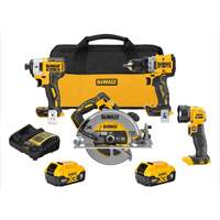 Ensemble de quatre outils combin&eacute;s sans fil et sans balai XR, Lithium-ion, 20 V Cintas