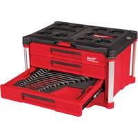 Ensemble de 60 cl&eacute;s mixtes m&eacute;triques et SAE avec boîte &agrave; outils PACKOUT &agrave; 4 tiroirs, 16-3/10" x 22-1/5" x 14-3/10", Noir/Rouge Cintas