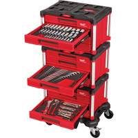 Ensemble maître de 366 outils &agrave; main pour m&eacute;caniciens avec tiroirs PACKOUT et diable, 16-3/10" x 22-1/5" x 48-5/8", Noir/Rouge Cintas